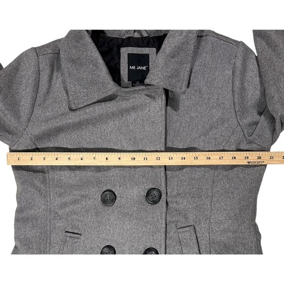 Me Jane Wool Blend Double Breasted Gray Pea Coat XL - Picture 3 of 6
